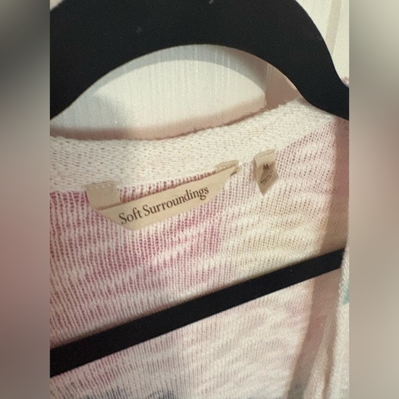 Soft Surroundings Longline Cotton Cardigan | Beachy Floral Open Layer | Size M - Picture 4 of 9